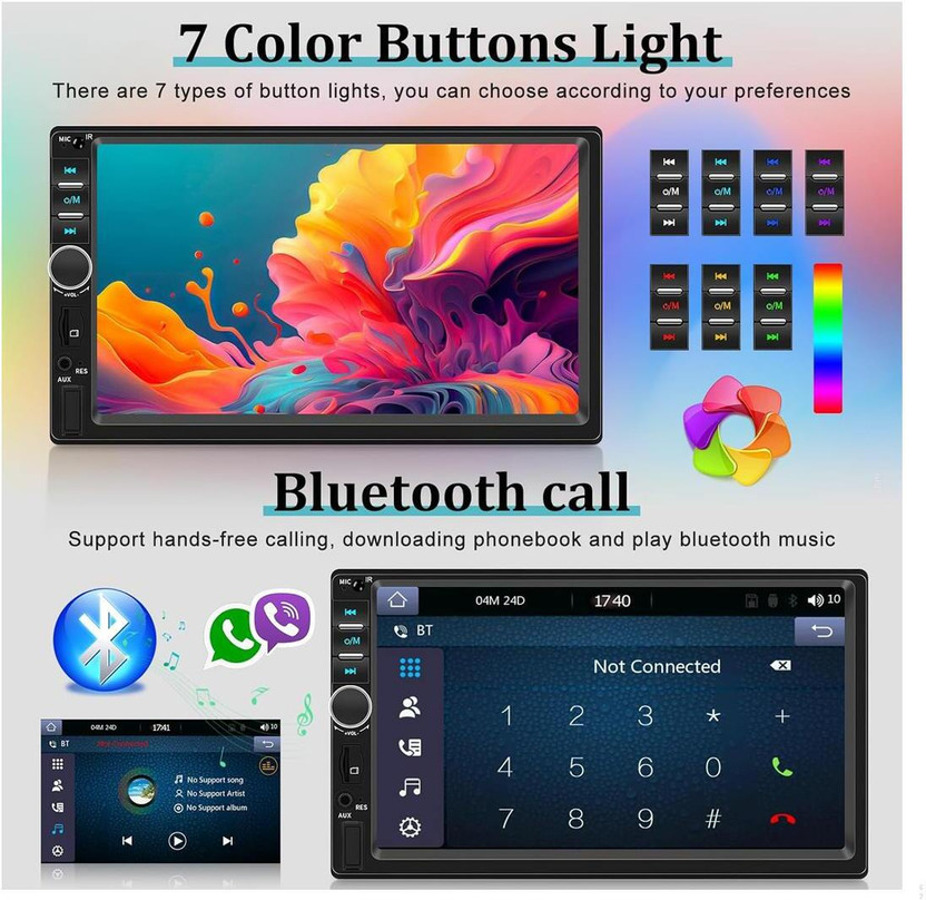 Retails Gateway 7" TFT Touch VIDEO Pro+ Bluetooth/USB/Remote/Phone Charging - Diamond B0067 Car Stereo(Double Din)