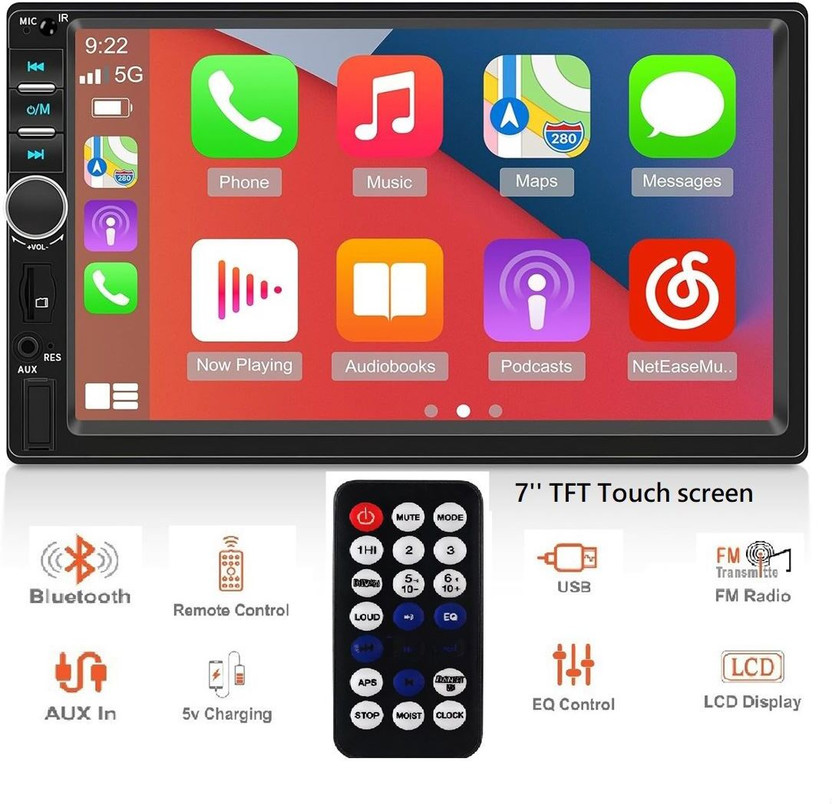 Genipap 7" TFT Touch VIDEO Pro+ Bluetooth/USB/Remote/Phone Charging - Diamond D0001 Car Stereo(Double Din)