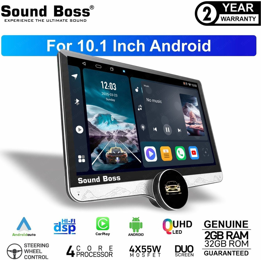 Sound Boss Androidify 4th Gen 10.1" Diamond Qled Middle Knob (2GB/32GB) Android Car Stereo(Double Din)