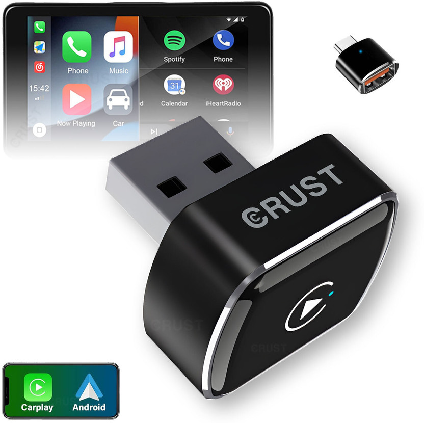Crust AutoLink W30 Wireless CarPlay & Android Auto Adapter Convert Wired to Wireless Car Stereo(Double Din)