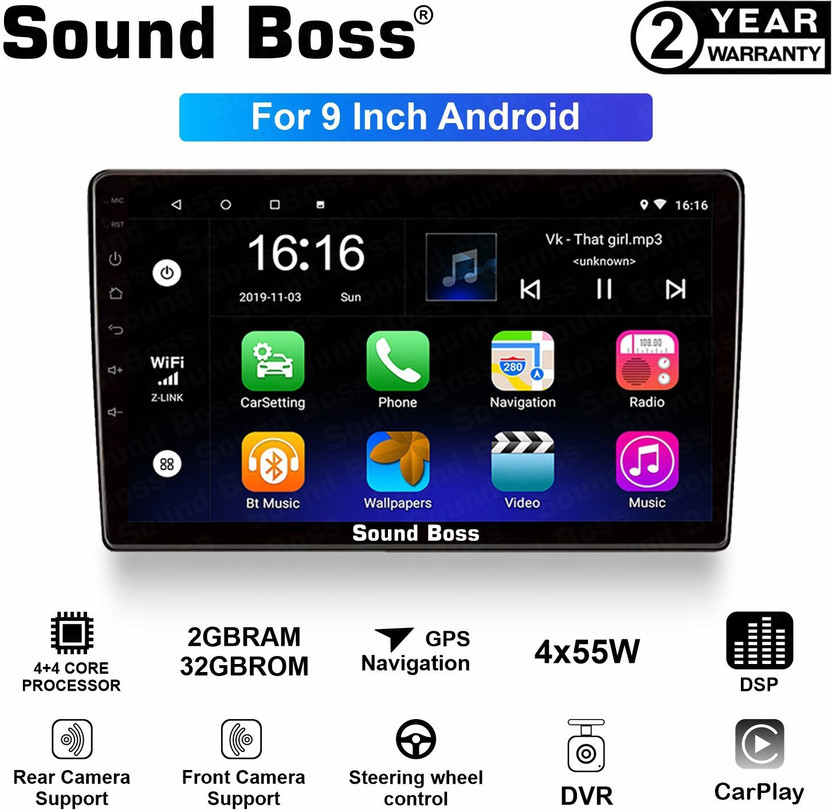 Sound Boss Androidify 3rd Generation Adv+ 9 Inch Android (2GB/32GB) Car Stereo(Double Din)