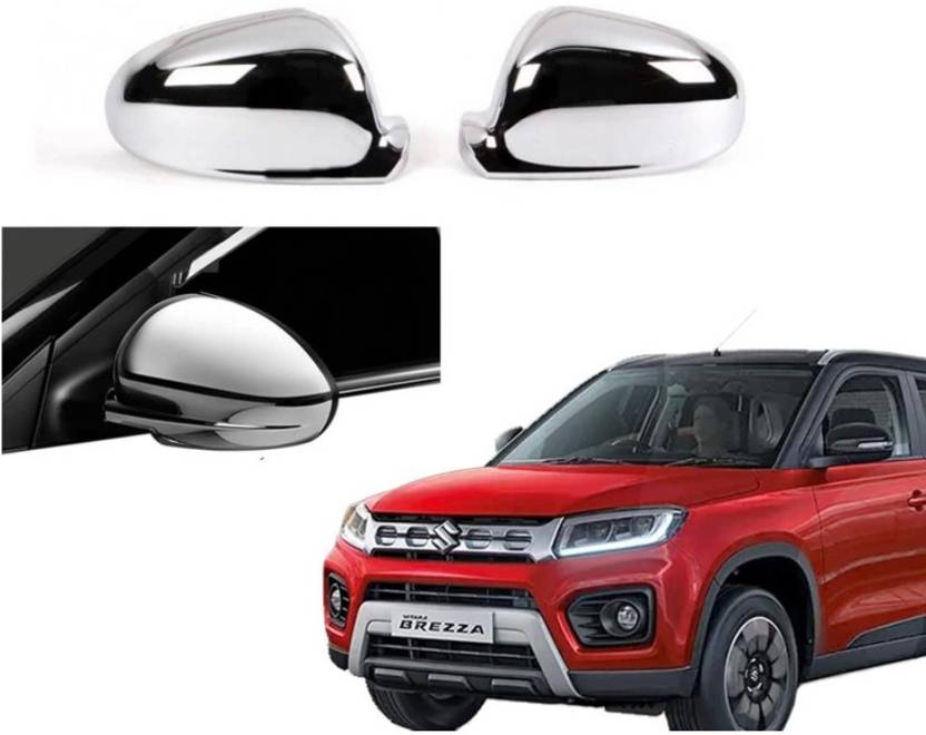 AMARIO Side Mirror Chrome Cover With Indicator Cut For Brezza 2020 Onwards Set Of 2 Plated