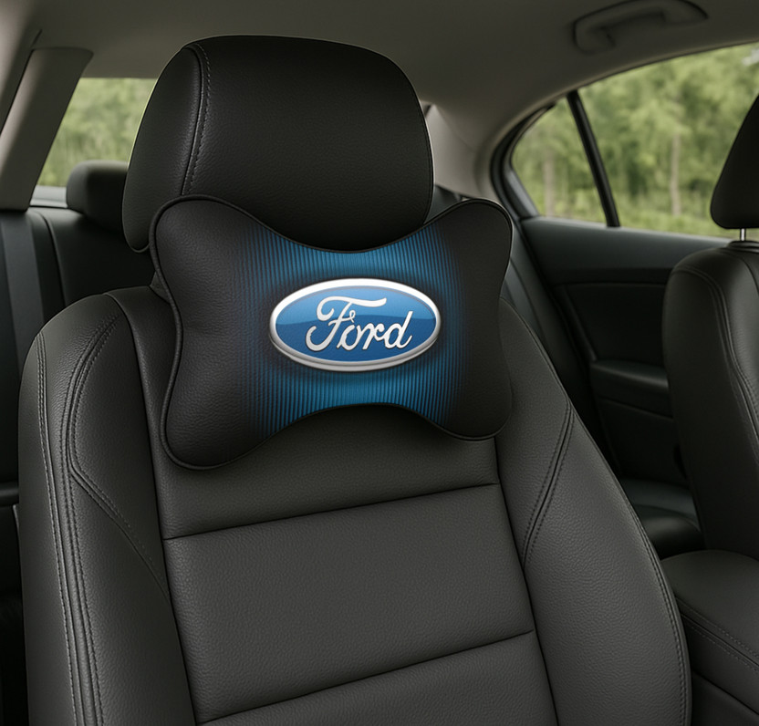 Anita Corporation Black Polyester Car Pillow Cushion for Ford(Oval, Pack of 2)