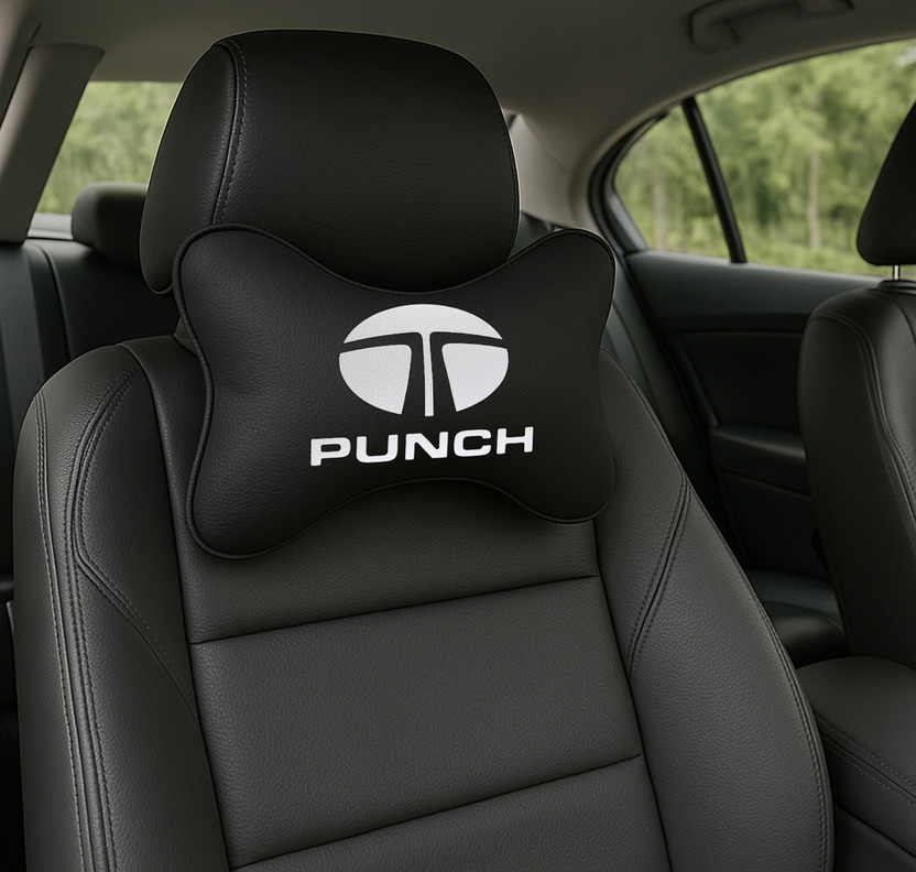 Anita Corporation Black Polyester Car Pillow Cushion for Tata(Oval, Pack of 2)