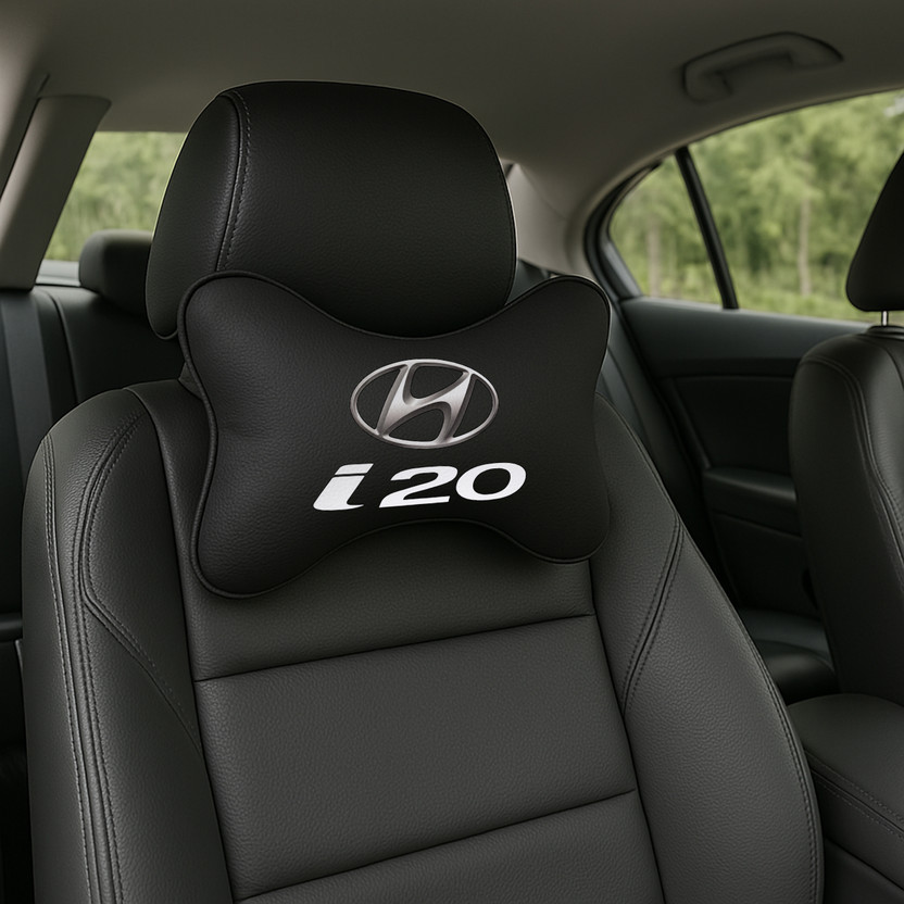 Anita Corporation Black Polyester Car Pillow Cushion for Hyundai(Oval, Pack of 2)