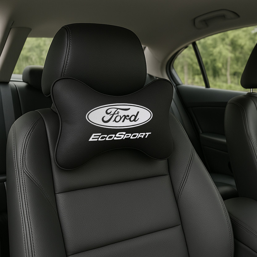 Zoom Trade Black Polyester Car Pillow Cushion for Ford(Oval, Pack of 2)