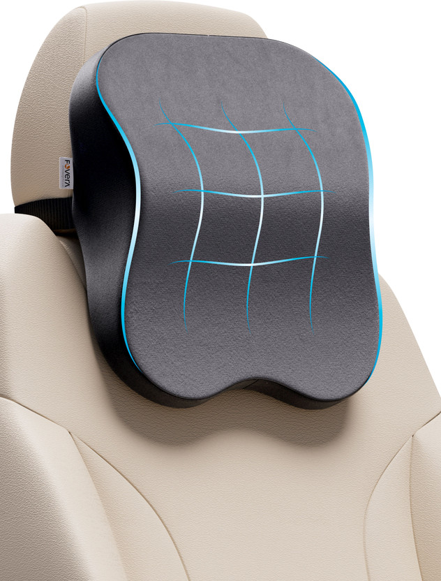 FOVERA Black, Grey Memory Foam Car Pillow Cushion for Universal For Car(Rectangular, Pack of 1)