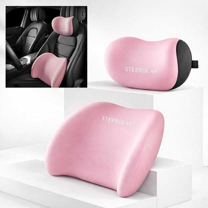 SteerGear Pink Polyester, Memory Foam(Contemporary, Pack of 2)