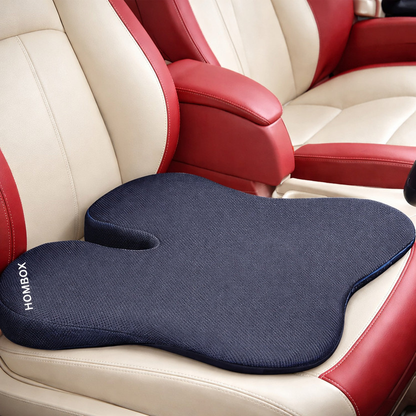 HOMBOX Black Memory Foam Car Pillow Cushion for Universal For Car(Square, Pack of 1)