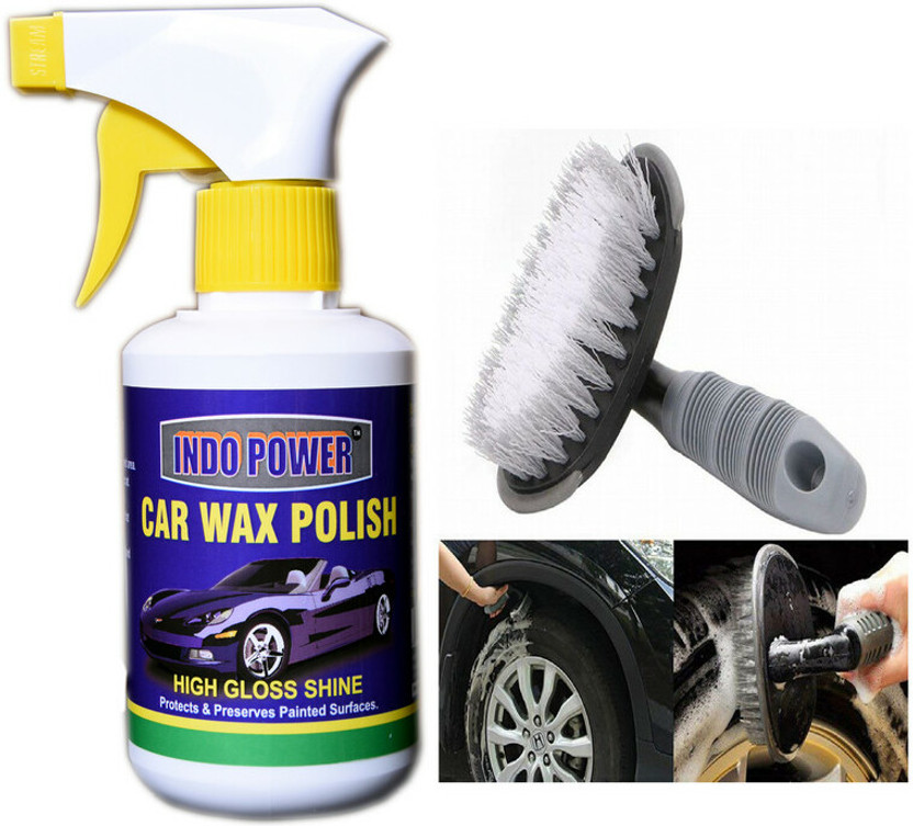 INDOPOWER LC971-CAR WAX POLISH GUNE 250ml.+All Tyre Cleaning Brush BAALCC974 Vehicle Interior Cleaner(350 g)