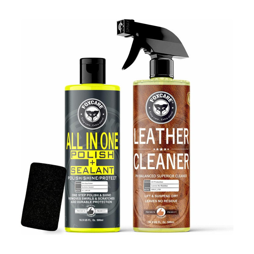 FOXCARE Liquid Car Polish for Exterior, Dashboard, Metal Parts, Tyres, Leather, Headlight, Chrome Accent(1000 ml, Pack of 2)