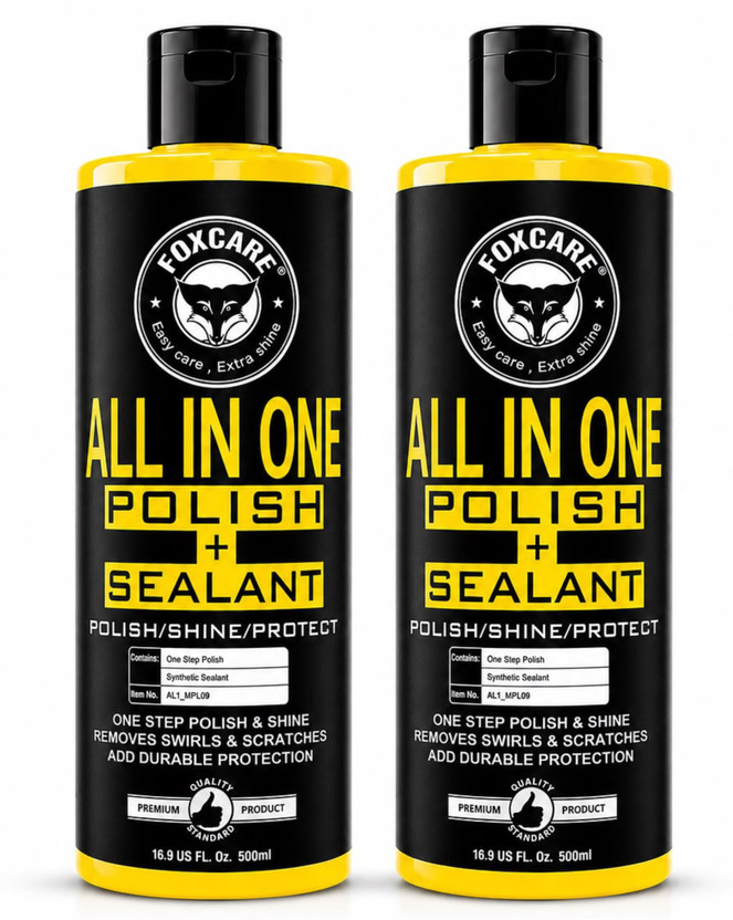 FOXCARE Liquid Car Polish for Exterior, Metal Parts, Dashboard, Tyres, Leather, Chrome Accent, Exterior(1000 ml, Pack of 2)