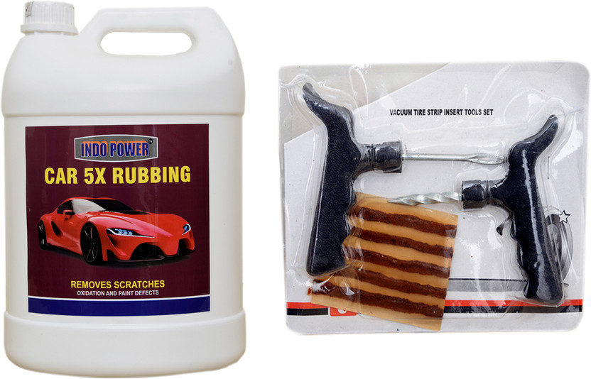 INDOPOWER LC606-CAR 5X RUBBING 5LC+ Tubelass smart Panchar Kit. BAALCC608 Vehicle Interior Cleaner(5000 g)