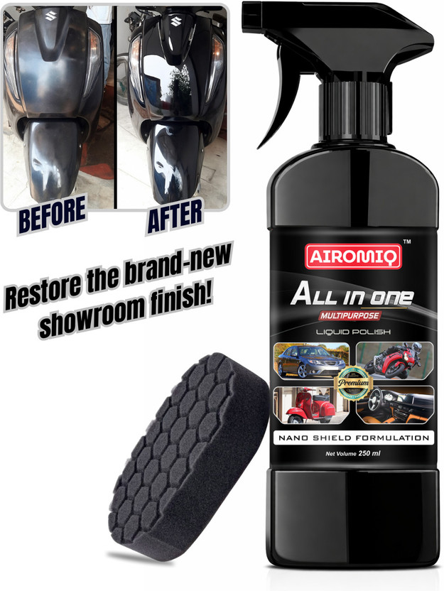 airomiq airomiq Liquid Car Polish for Metal Parts, Dashboard, Tyres, Leather(250 ml, Pack of 1) - Flipkart Deal