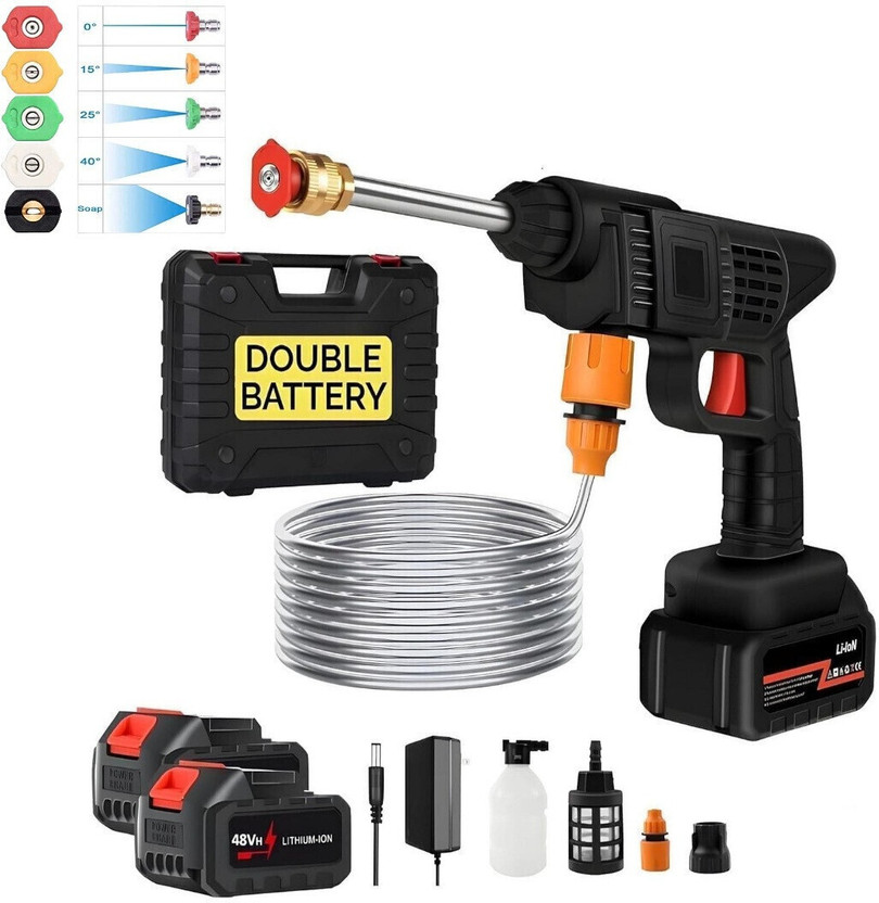 Ornelo Cordless 48V Wireless High Pressure Car Washer Gun with 5 tips Pressure Washer