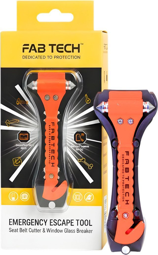 FAB TECH Seat Belt Cutter |Vehicle Window Glass Breaker|Emergency Escape Tool Pack of 1 Car Safety Hammer