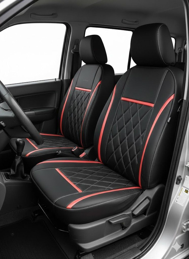 srq PU Leather Car Seat Cover For Maruti Omni(Front Detachable Headrest, Mono Back Seat, Without Back Seat Arm Rest, 8 Seater)