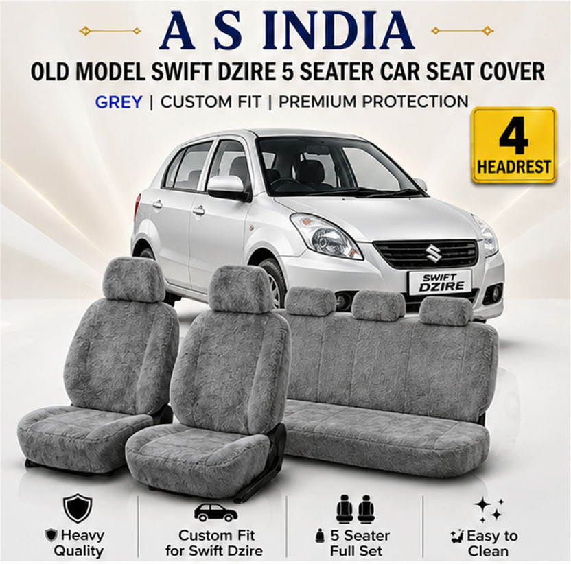 A S INDIA Cotton Car Seat Cover For Maruti NEW MODEL SWIFT DEZIRE(5 Seater, 2 Back Seat Head Rests)