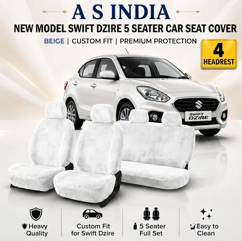 A S INDIA Cotton Car Seat Cover For Maruti NEW MODEL SWIFT DEZIRE(5 Seater, 2 Back Seat Head Rests)
