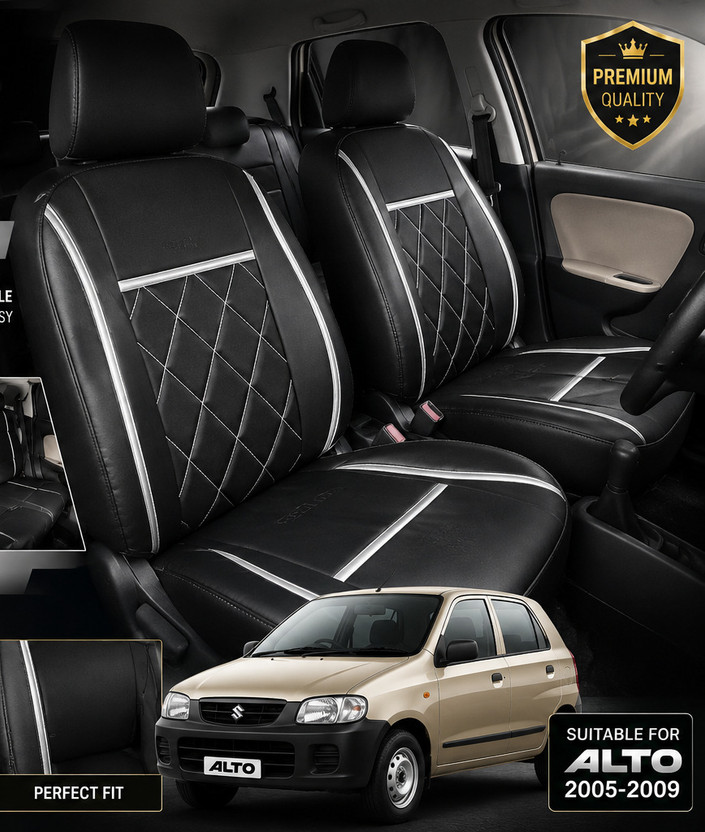 srq PU Leather Car Seat Cover For Maruti old alto (2005-2009)(Front Detachable Headrest, Mono Back Seat, Without Back Seat Arm Rest, 5 Seater, 2 Back Seat Head Rests)
