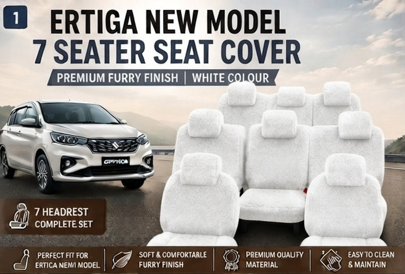 A S INDIA Cotton Car Seat Cover Towel Cover Ertiga 2018-2026(7 Seater, 2 Back Seat Head Rests)
