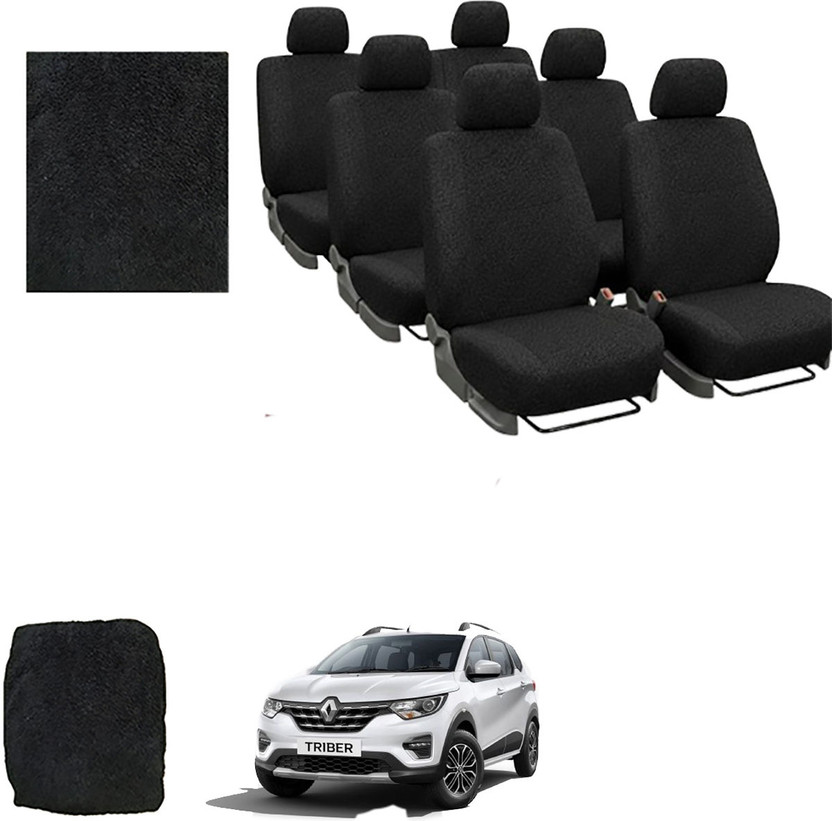 Crokrok Fabric Car Seat Cover For Renault Triber(Front Detachable Headrest, Mono Back Seat, With Back Seat Arm Rest, 7 Seater, 2 Back Seat Head Rests)