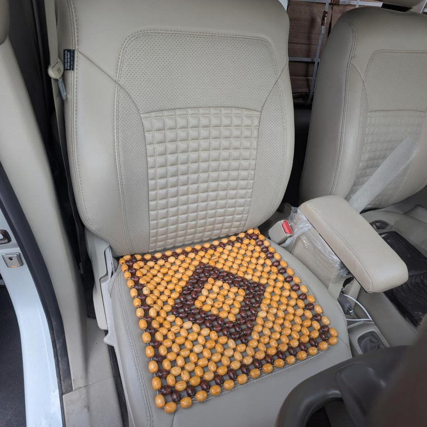 VELVET WOODEN BEADS SEAT Wooden Car Seat Cover For Universal For Car Universal For Car(Without Back Seat Arm Rest, 7 Seater)