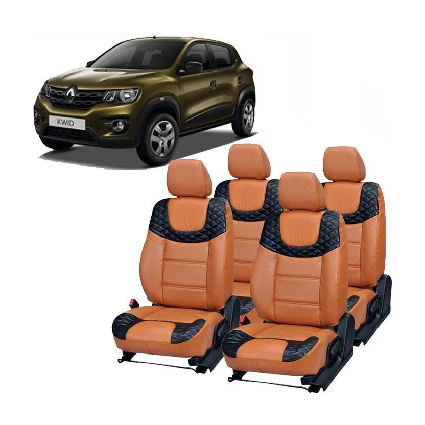 Luxury Premium Leatherette Car Seat Cover For Renault Kwid(Fixed Head Rest, Mono Back Seat, Without Back Seat Arm Rest, 4 Seater, 2 Back Seat Head Rests)