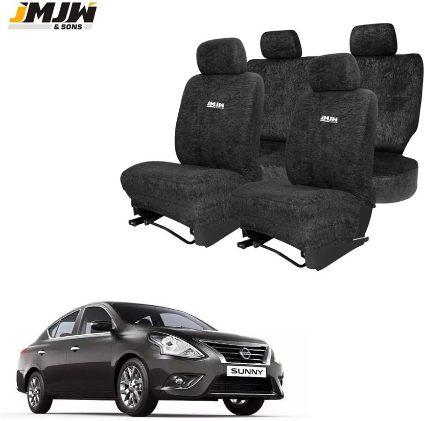 JMJW & SONS Cotton Car Seat Cover For Nissan Sunny(All Detachable Headrest, Mono Back Seat, With Back Seat Arm Rest, 5 Seater, 2 Back Seat Head Rests)