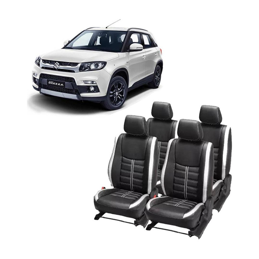 JMDi PU Leather Car Seat Cover For Maruti BRZ(Fixed Head Rest, Mono Back Seat, Without Back Seat Arm Rest, 5 Seater, 2 Back Seat Head Rests)