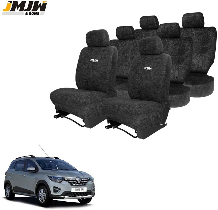 JMJW & SONS Cotton Car Seat Cover For Renault Triber(All Detachable Headrest, Split Back Seat, Without Back Seat Arm Rest, 7 Seater, 2 Back Seat Head Rests)