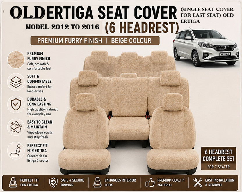 A S INDIA Cotton Car Seat Cover Towel Cover OLD ERTIGA 2012-2016(7 Seater, 2 Back Seat Head Rests)