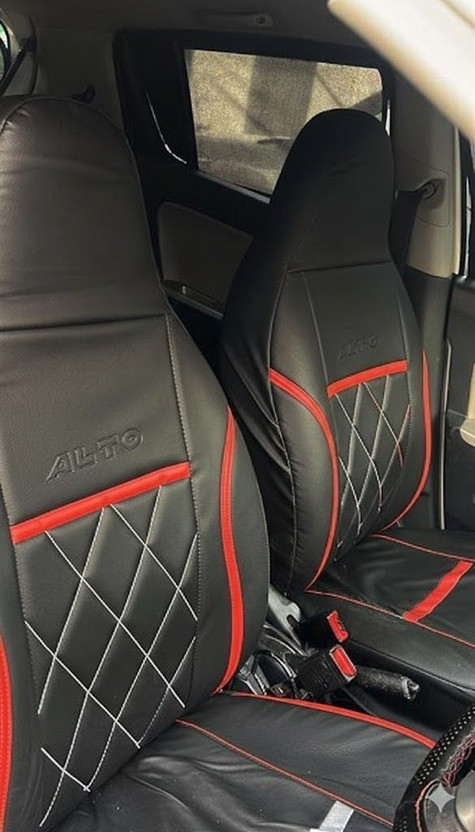 srq PU Leather Car Seat Cover For Maruti Alto 800, Alto K10(Fixed Head Rest, Mono Back Seat, Without Back Seat Arm Rest, 5 Seater, 2 Back Seat Head Rests)
