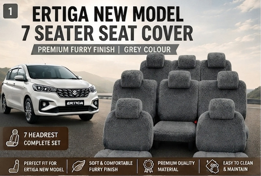 A S INDIA Cotton Car Seat Cover Towel Cover Ertiga 2018-2026(7 Seater, 2 Back Seat Head Rests)