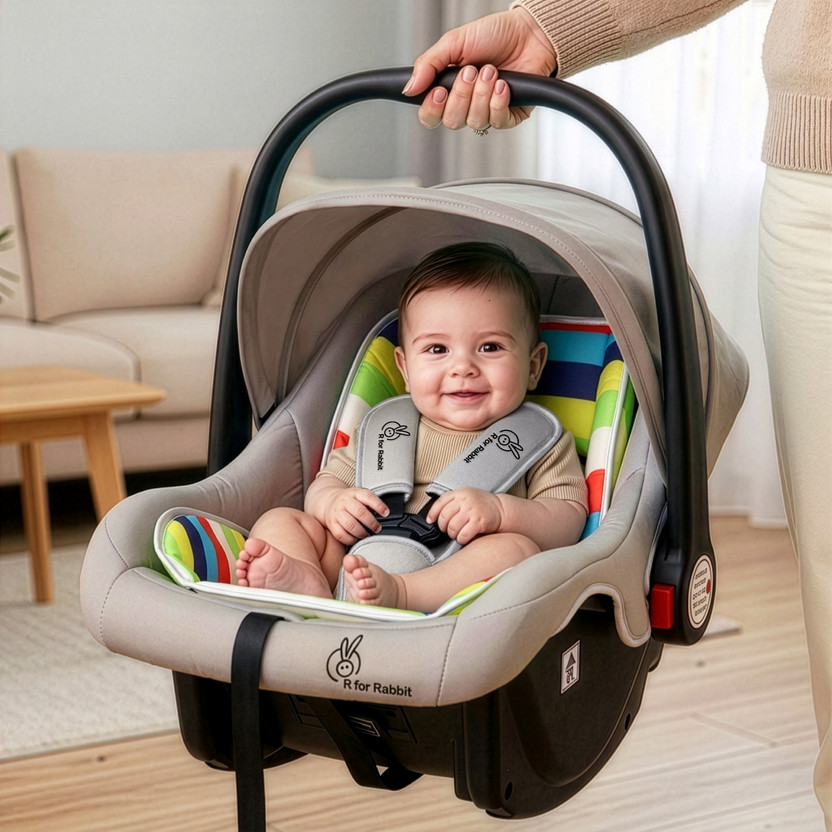 R for Rabbit Picaboo 4 in 1 Carry Cot & Infant for 0-15 Months Weight Upto 13kg Baby Car Seat(Rainbow)