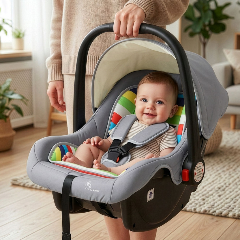 R for Rabbit Picaboo 4 in 1 Carry Cot & Infant for 0-15 Months Weight Upto 13kg Baby Car Seat(Rainbow)