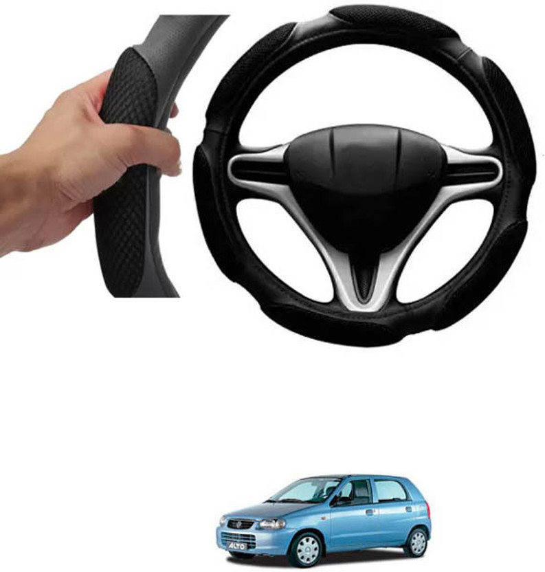 RONISH Hand Stiched Steering Cover For Maruti Alto(Black, Leatherite)