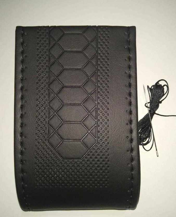 FOXSTON Hand Stiched Steering Cover For Suzuki Santro, WagonR, Etios Liva, New Dzire, Creta(black, Leather, Fabric)