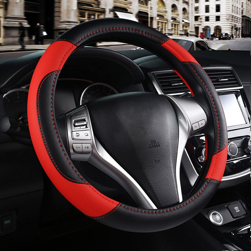Edyline Edyline Hand Stiched Steering Cover For Universal For Car NA(Microfiber Car Steering Wheel Cover (Black & Red), Leather) - Flipkart Deal