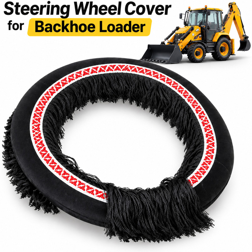 GROUNDREX Hand Stiched Steering Cover For NA NA(Hand Stiched Steering Cover For Backhoe Loader, Fabric)
