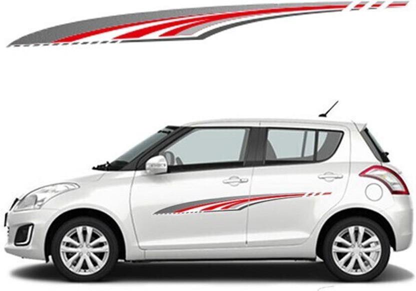 AutoDecals Sticker & Decal for Car(Red, Grey)
