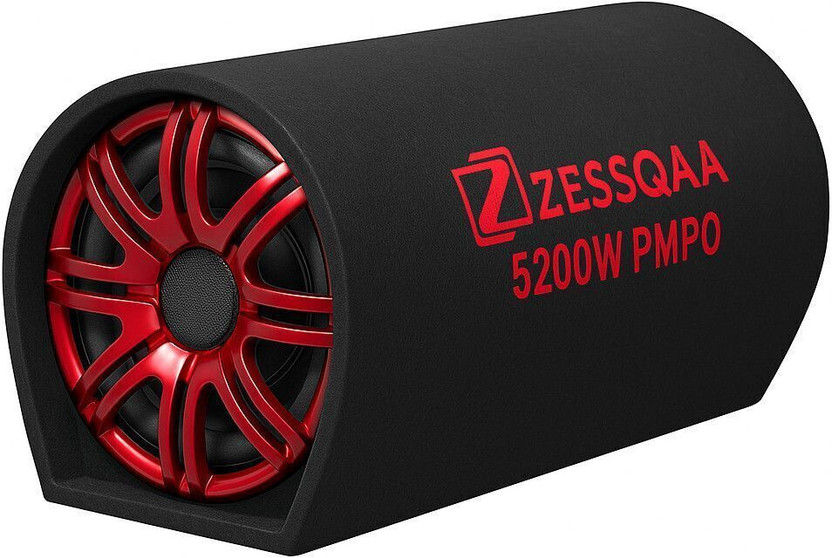 ZESSQAA ZQ-1001BST-Red 10 Inch Active Car Bass Tube | Inbuilt Amplifier | D-Shape | Red Subwoofer(Powered , RMS Power: 5200 W)