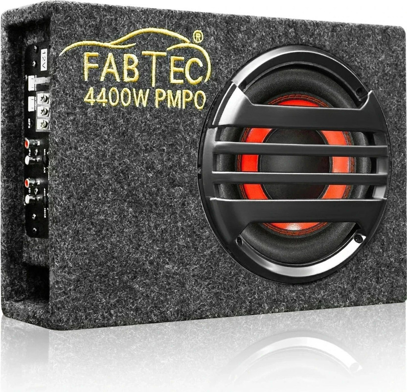 FABTEC UNDER SEAT CAR BASS TUBE 8 INCH Plug and Play Bass Tube (Built-In Amplifier) Subwoofer(Powered , RMS Power: 200 W)