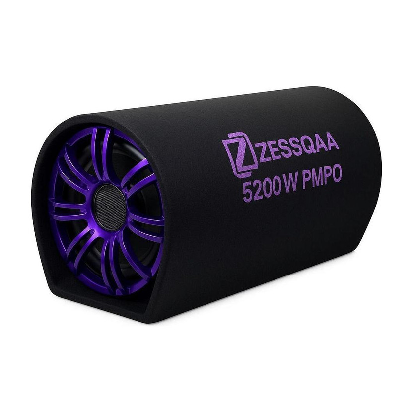 ZESSQAA ZQ-1001BST-Purple 10 Inch Active Car Bass Tube | Inbuilt Amplifier | D-Shape | Purple Subwoofer(Powered , RMS Power: 5200 W)