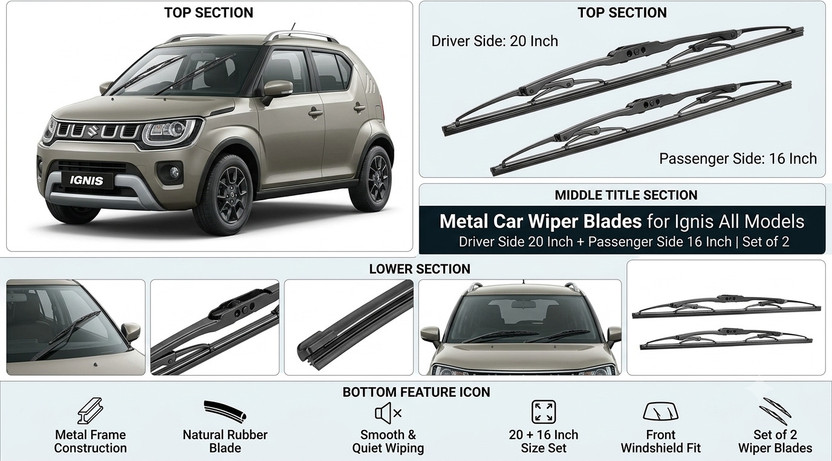 SW SW Automotive Metal Windshield Wiper(66.04 cm and 40.64 cm, Passenger And Driver Side Wipers, Pack of: 1) - Flipkart Deal