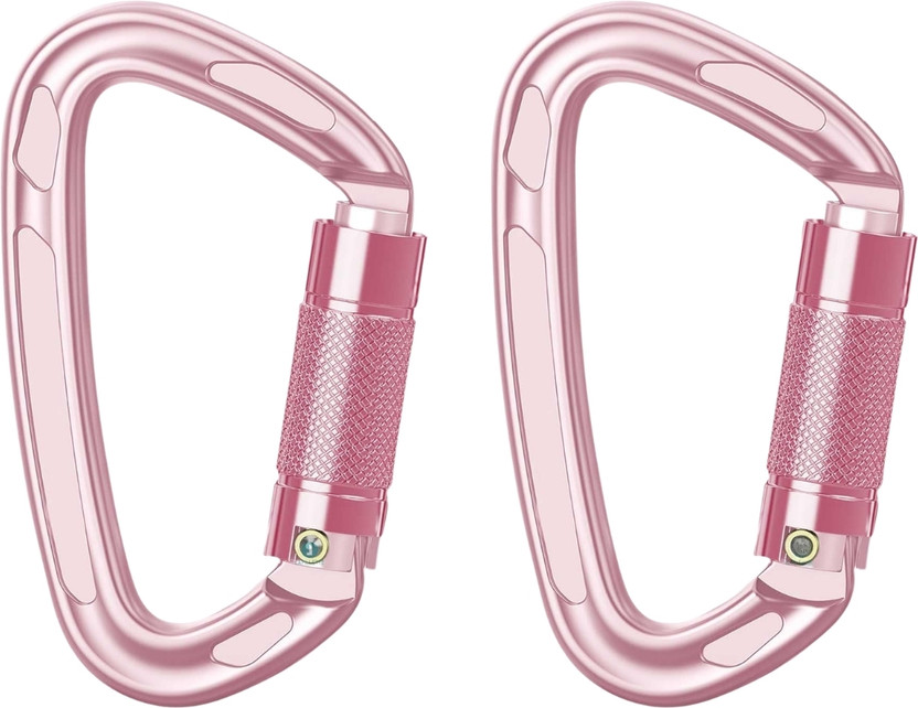 LAFILLETTE Alloy Steel Twist Lock Hook for Camping, Hiking, Dog Leash, Backpack Locking Carabiner(Pink)