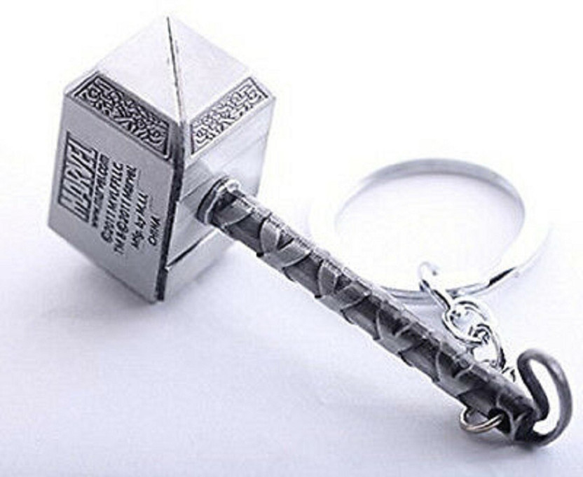 play run ™ AVENGERS THOR HAMMER KEYCHAIN GREY solid METAL body Locking Key Chain(Silver)