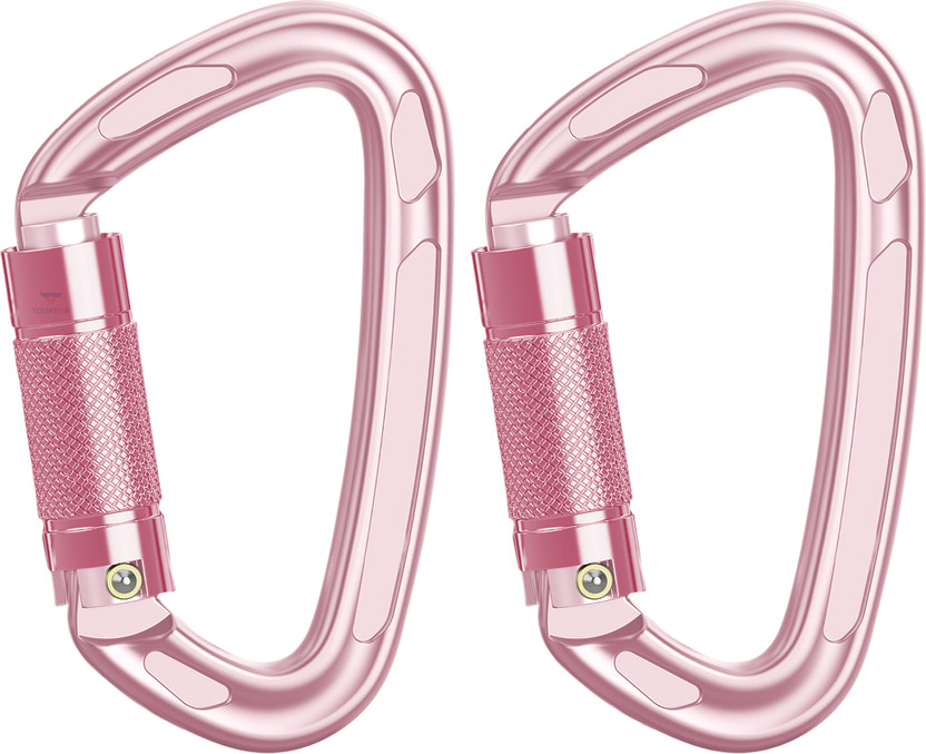 TOURTIER Alloy Steel Twist Lock Hook for Camping, Hiking, Dog Leash, Backpack Locking Carabiner(Pink)
