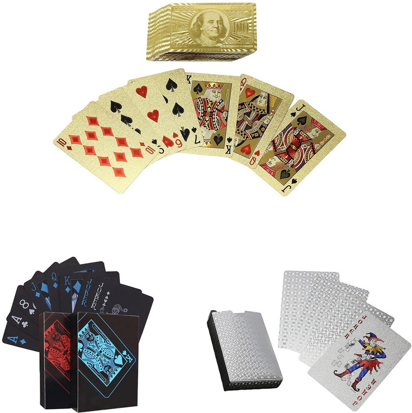 Aseenaa Aseenaa 3 in1 Luxury Golden, Black & Silver Deck of Playing Cards for Family Party Game(Multicolor) - Flipkart Deal