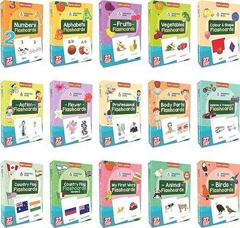 spartan spartan kids Flash Cards (Mega Combo Pack) Early Learning Flash Cards For Kids (Set of 15)(Multicolor) - Flipkart Deal
